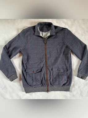 Vintage Bobby Jones Golf Jacket Gray Plaid Zip Preppy Casual Coat M